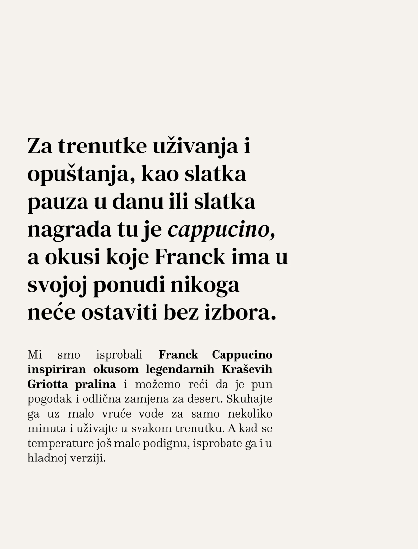 Franck Cappuccino Griotte — okusi koje Franck ima u ponudi